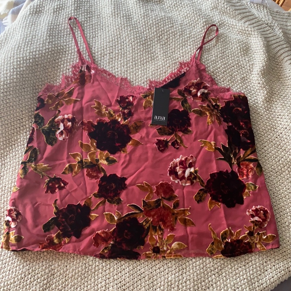 a.n.a Lace Rose Tank Top